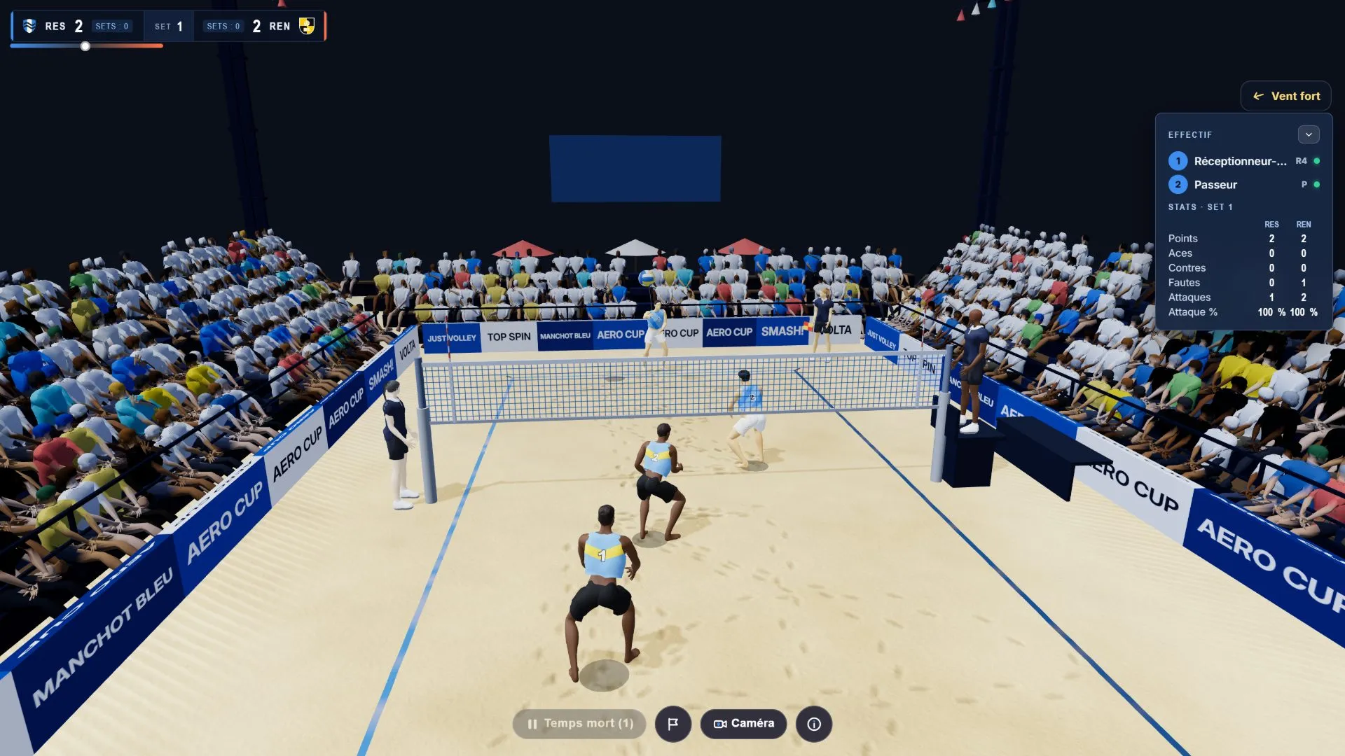 Échange pendant un match de beach-volley