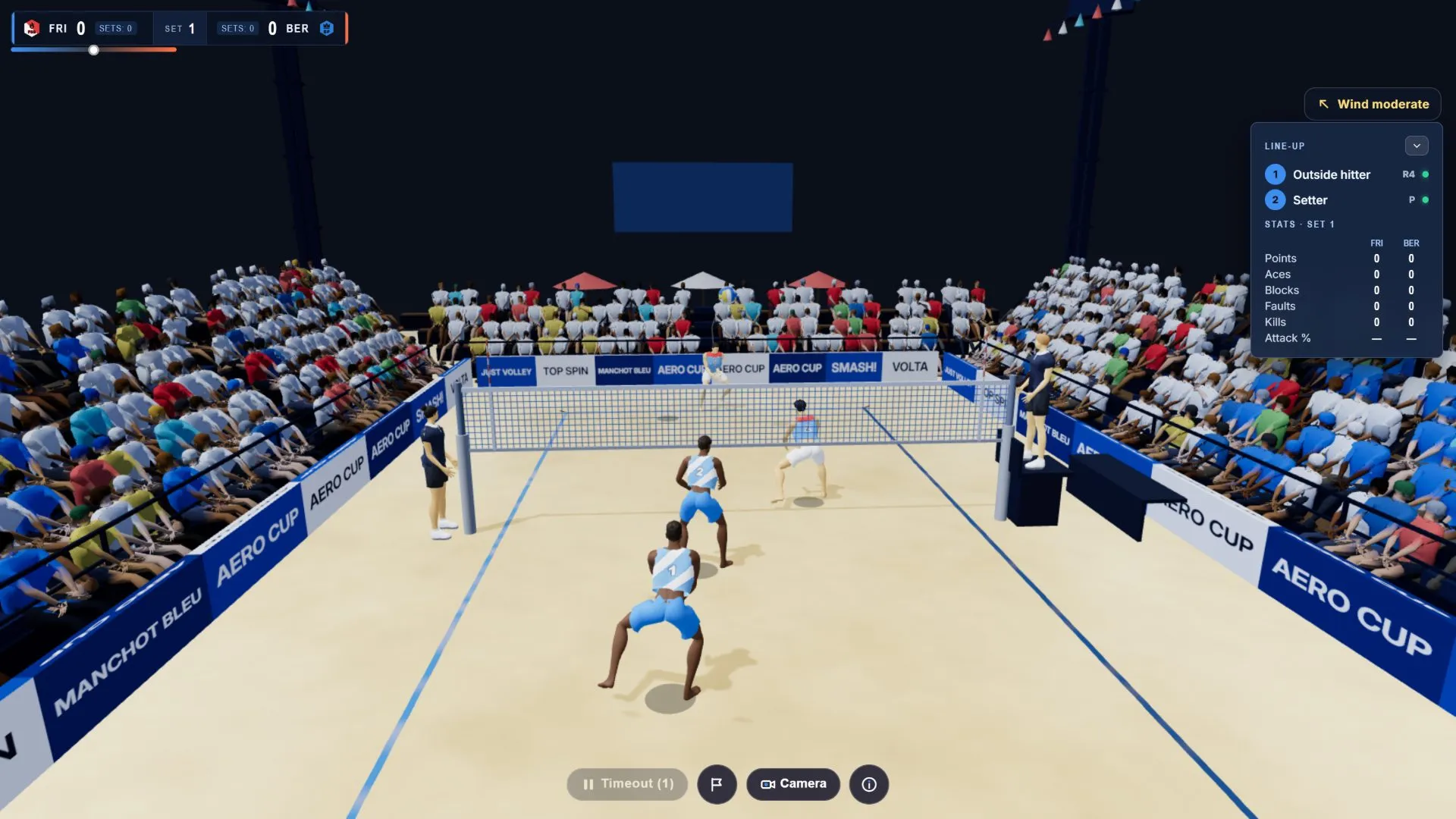 Beach volleyball rally