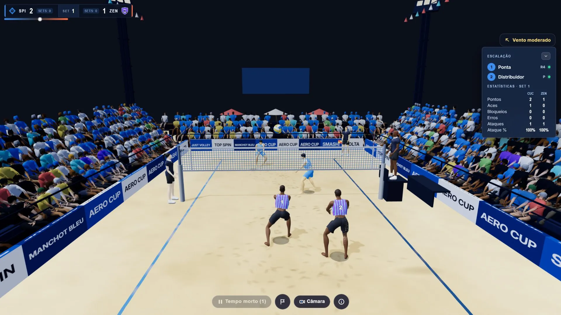 Jogada durante uma partida de vôlei de praia