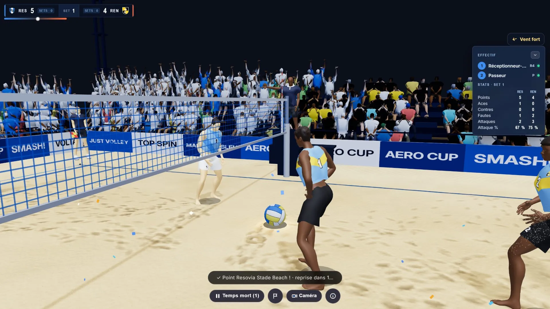 Gros plan sur un match de beach-volley