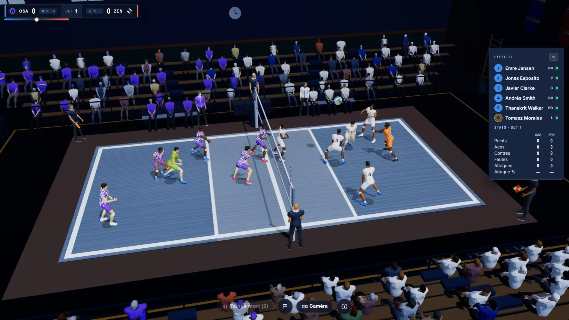 Vue large d'un match en salle