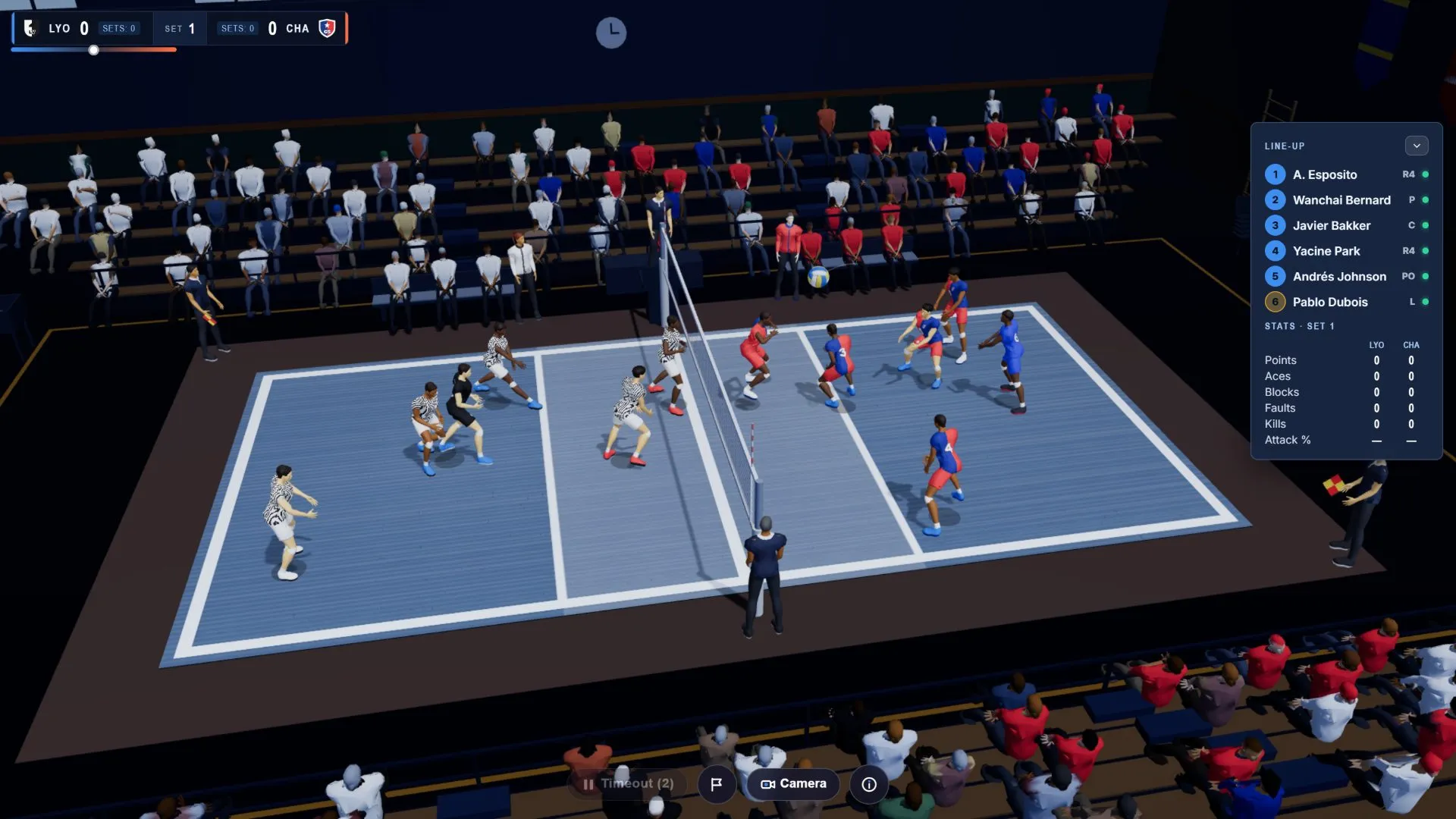 Wide view of an indoor match